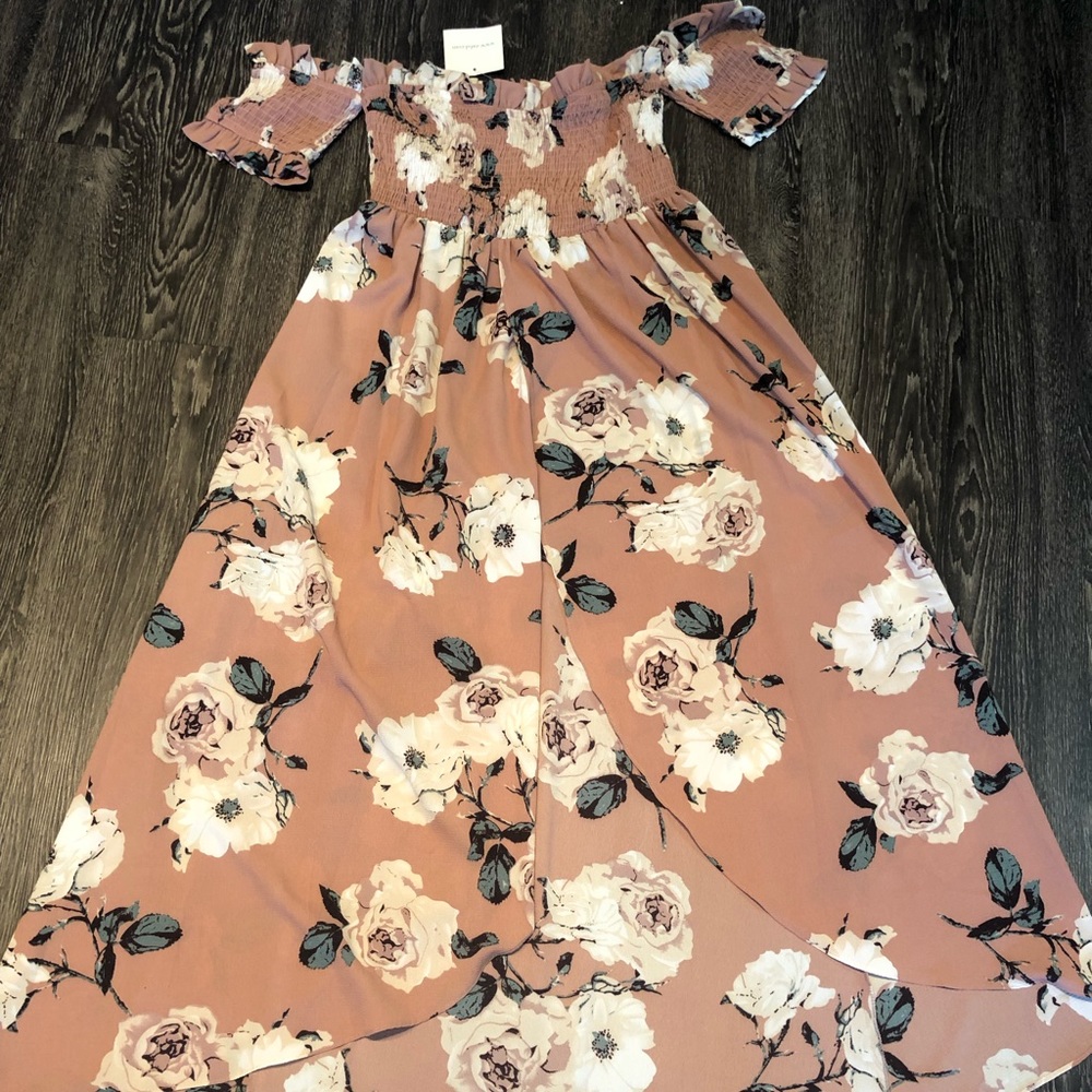 Floral high-low dress with split